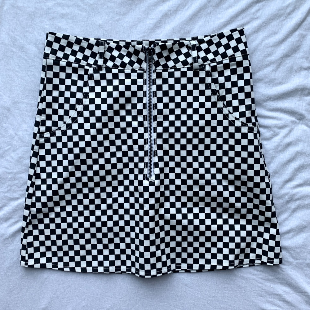 Mini Skirt Checkered Black White Medium NWOT